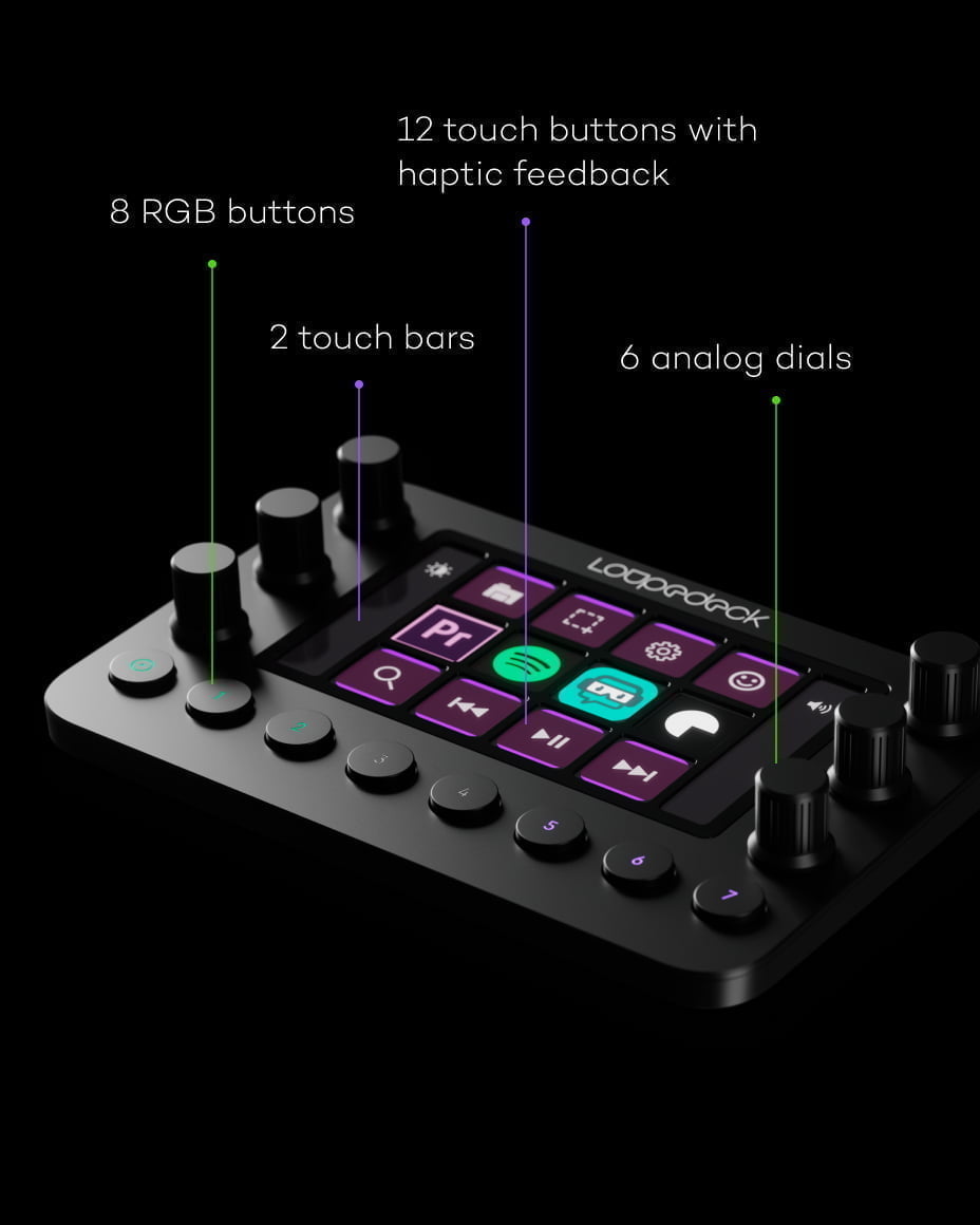 Control elements of the Loupedeck Live console