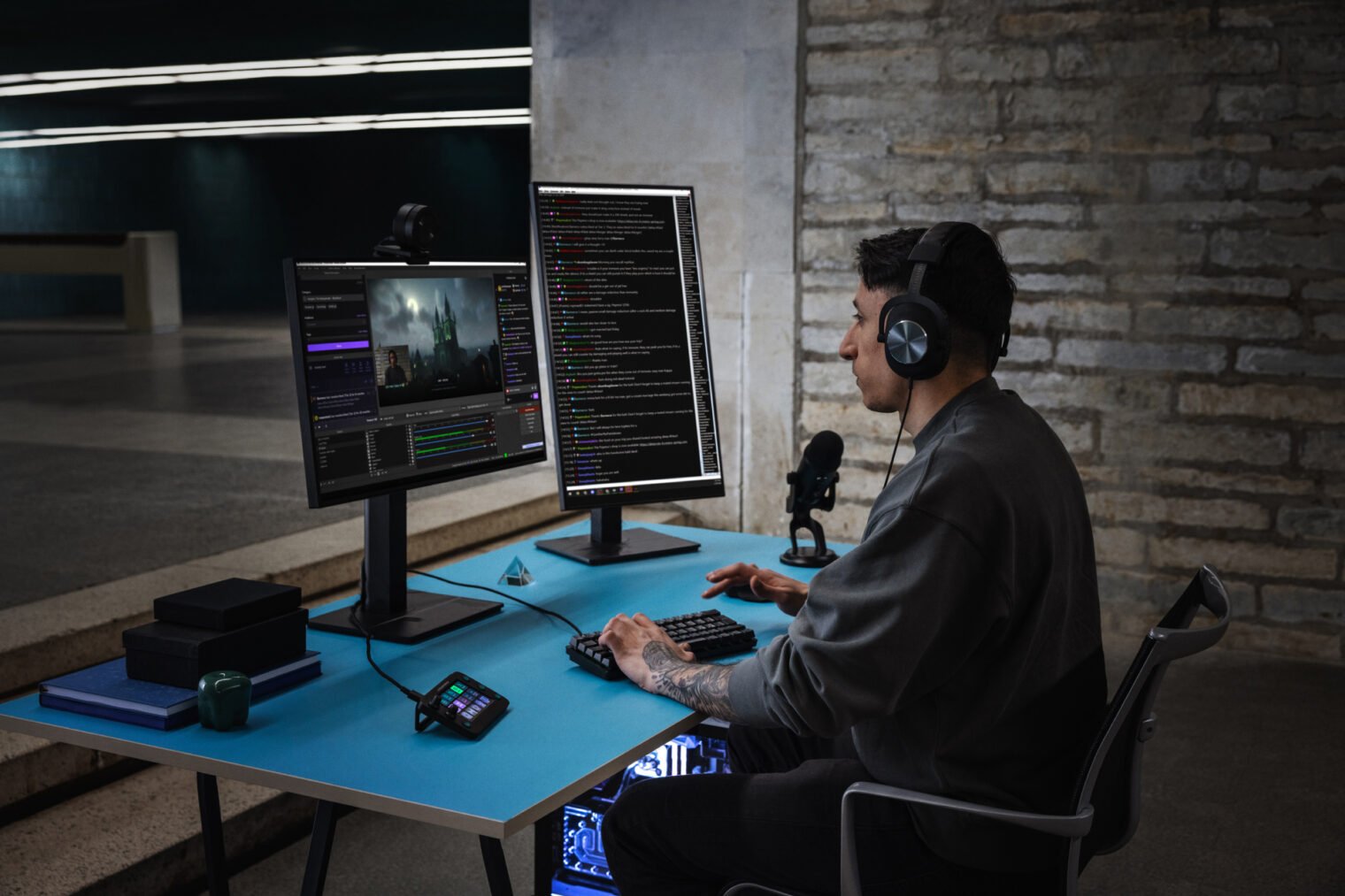 Gaming desk setup with the Loupedeck Live S console